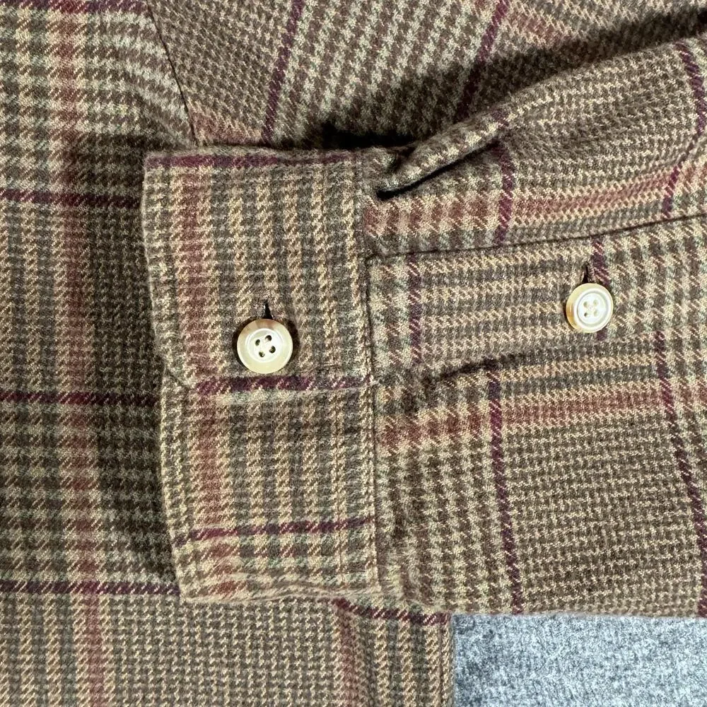 Polo Ralph Lauren Hunting Shirt Mens XXL Brown Plaid Flannel Suede Houndstooth
